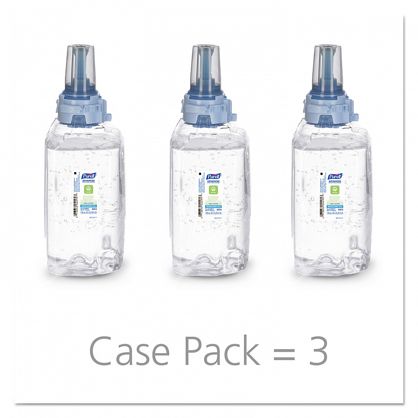 Advanced Hand Sanitizer Green Certified Gel Refill, For ADX-12 Dispensers, 1,200 mL, Fragrance-Free, 3/Carton (880303CT)
