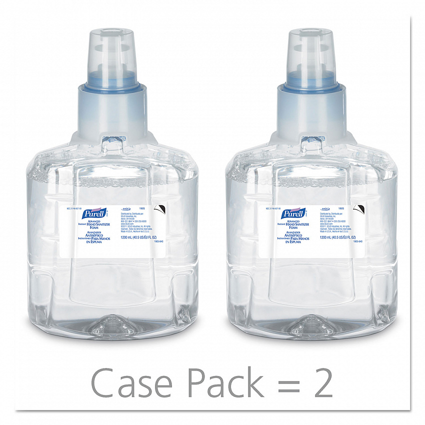 Advanced Hand Sanitizer Foam, For LTX-12 Dispensers, 1,200 mL Refill, Fragrance-Free, 2/Carton (190502CT)