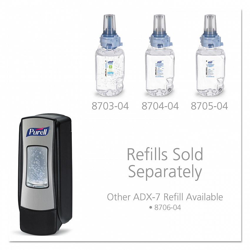 ADX-7 Dispenser, 700 mL, 3.75 x 3.5 x 9.75, Chrome/Black (872806)