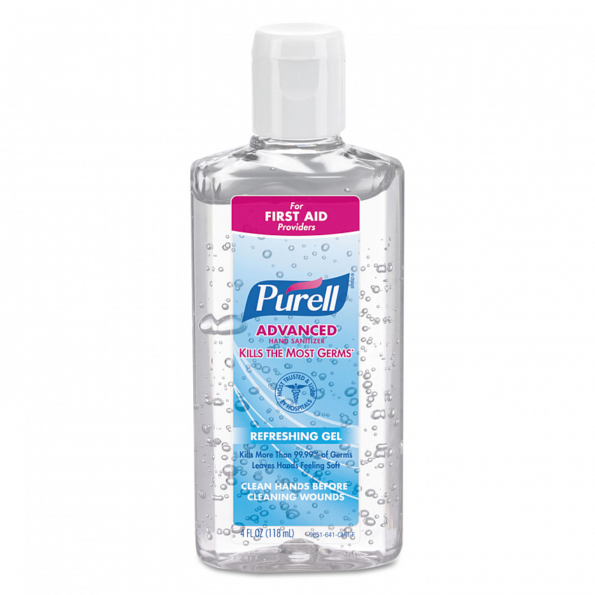 Advanced Hand Sanitizer Refreshing Gel, 4 oz Flip-Cap Bottle, Clean Scent, 24/Carton (965124)