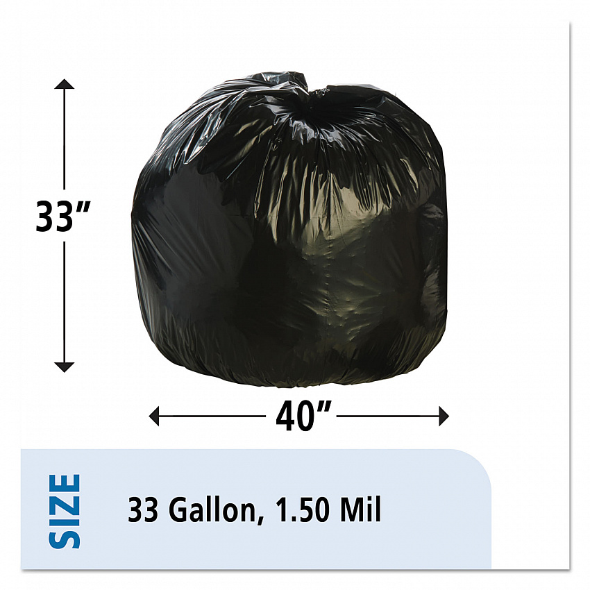8105013862323, SKILCRAFT Recycled Content Trash Can Liners, 33 gal, 1.5 mil, 33" x 40", Black/Brown, 100/Box (3862323)