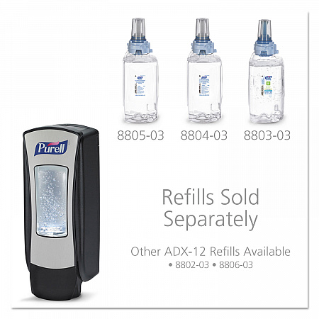 ADX-12 Dispenser, 1,200 mL, 4.5 x 4 x 11.25, Chrome/Black (882806)