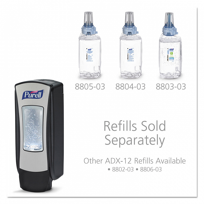 ADX-12 Dispenser, 1,200 mL, 4.5 x 4 x 11.25, Chrome/Black (882806)