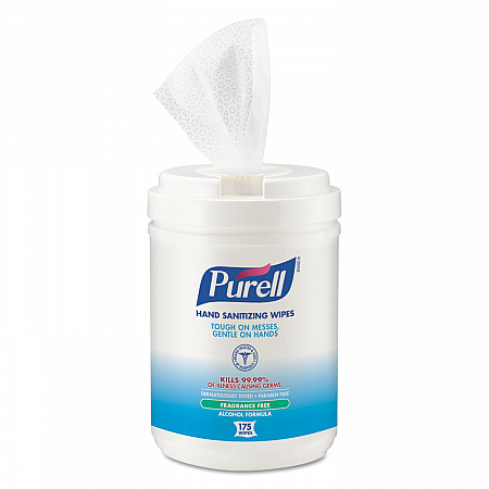 Hand Sanitizing Wipes Alcohol Formula, 6 x 7, Unscented, White, 175/Canister, 6 Canisters/Carton (903106)
