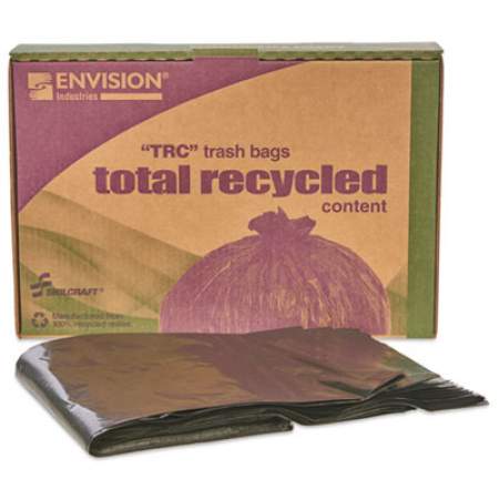 AbilityOne 8105013862399, SKILCRAFT Recycled Content Trash Can Liners, 60 gal, 1.5 mil, 38" x 60", Black/Brown, 100/Carton