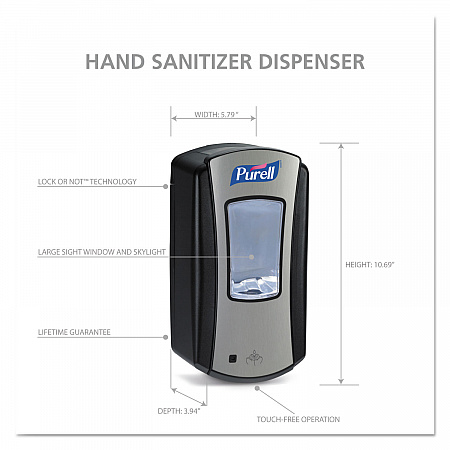 LTX-12 Touch-Free Dispenser, 1,200 mL, 5.75 x 4 x 10.5, Black/Chrome (192804)