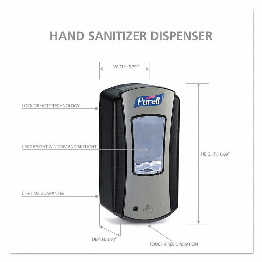 LTX-12 Touch-Free Dispenser, 1,200 mL, 5.75 x 4 x 10.5, Black/Chrome (192804)