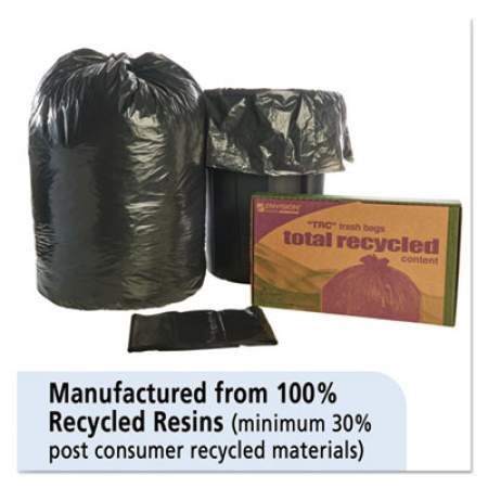 AbilityOne 8105013862399, SKILCRAFT Recycled Content Trash Can Liners, 60 gal, 1.5 mil, 38" x 60", Black/Brown, 100/Carton