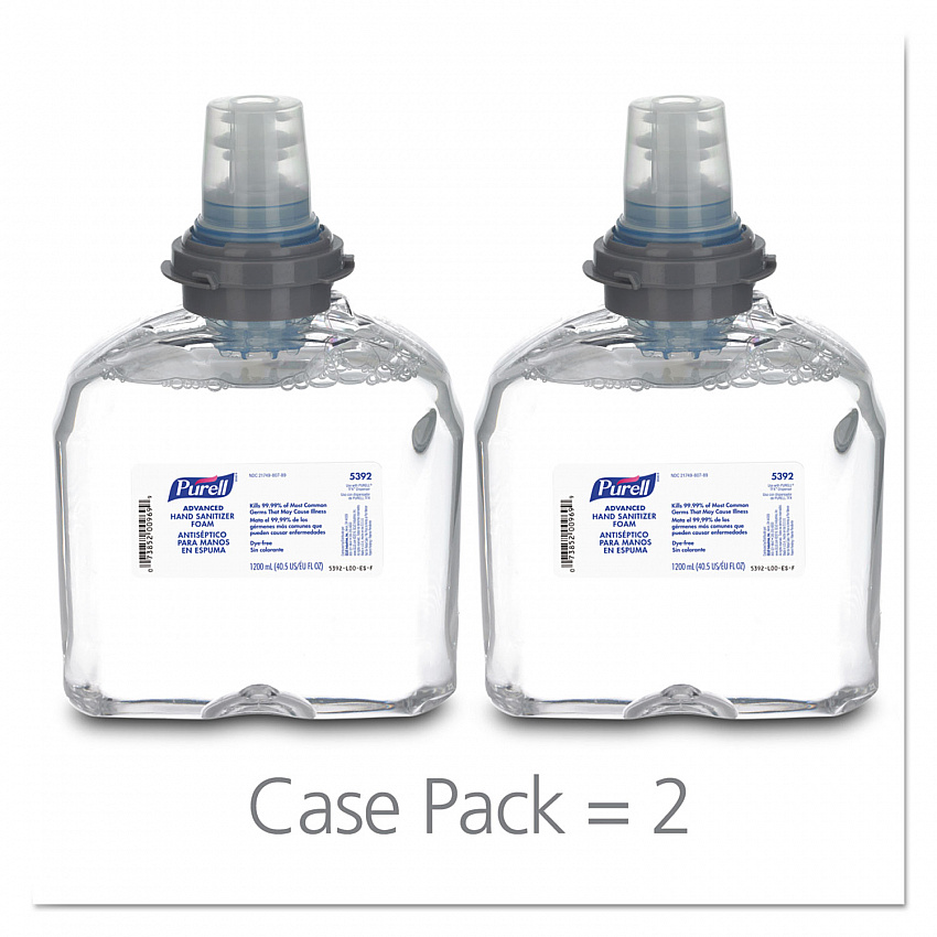 Advanced Hand Sanitizer TFX Refill, Foam, 1,200 mL, Unscented, 2/Carton (539202CT)