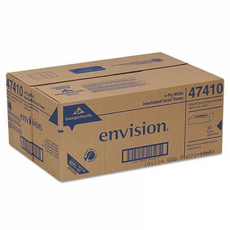 Envision White Facial Tissue, 2-Ply, White, 100 Sheets/Box, 30 Boxes/Carton (47410)