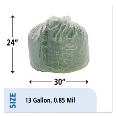 Stout by Envision EcoSafe-6400 Bags, 13 gal, 0.85 mil, 24" x 30", Green, 45/Box (E2430E85)
