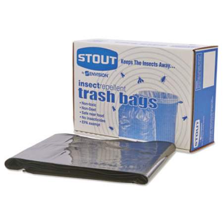 Stout by Envision Insect-Repellent Trash Bags, 55 gal, 2 mil, 37" x 52", Black, 65/Box (P3752K20)