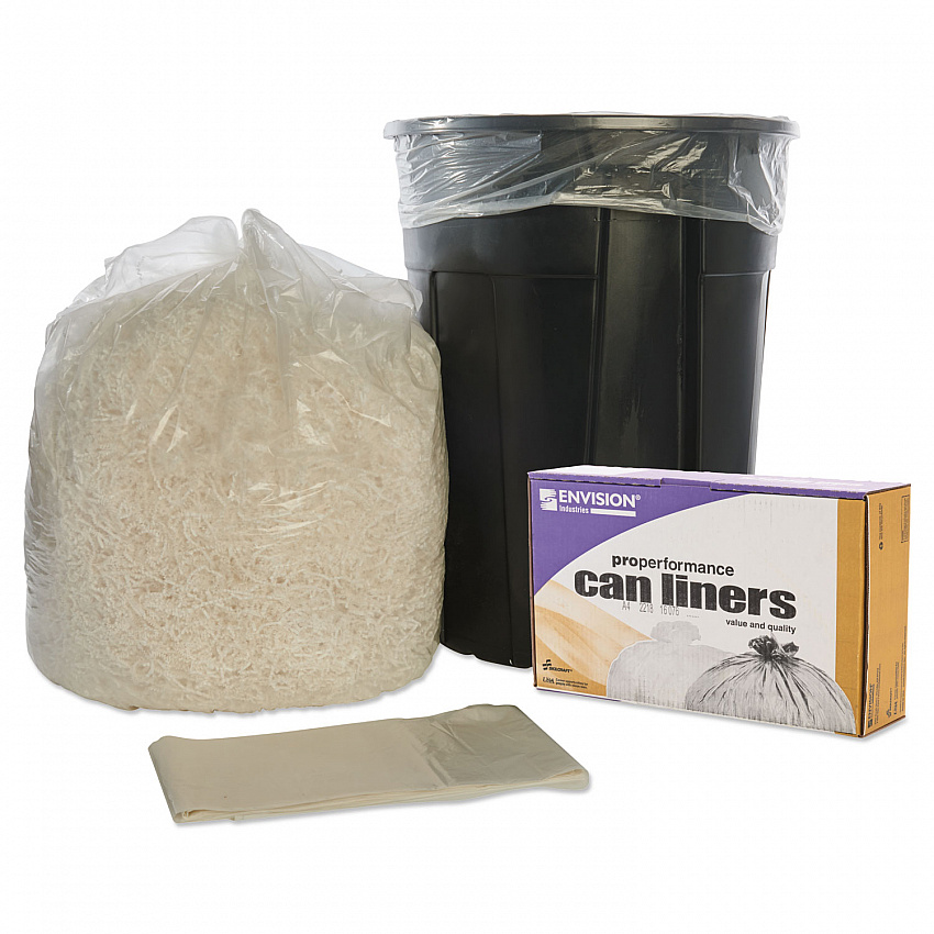 8105015171353, SKILCRAFT Low-Density Trash Can Liners, 33 gal, 0.8 mil, 33" x 39", Clear, Flat Pack, 250/Box (5171353)