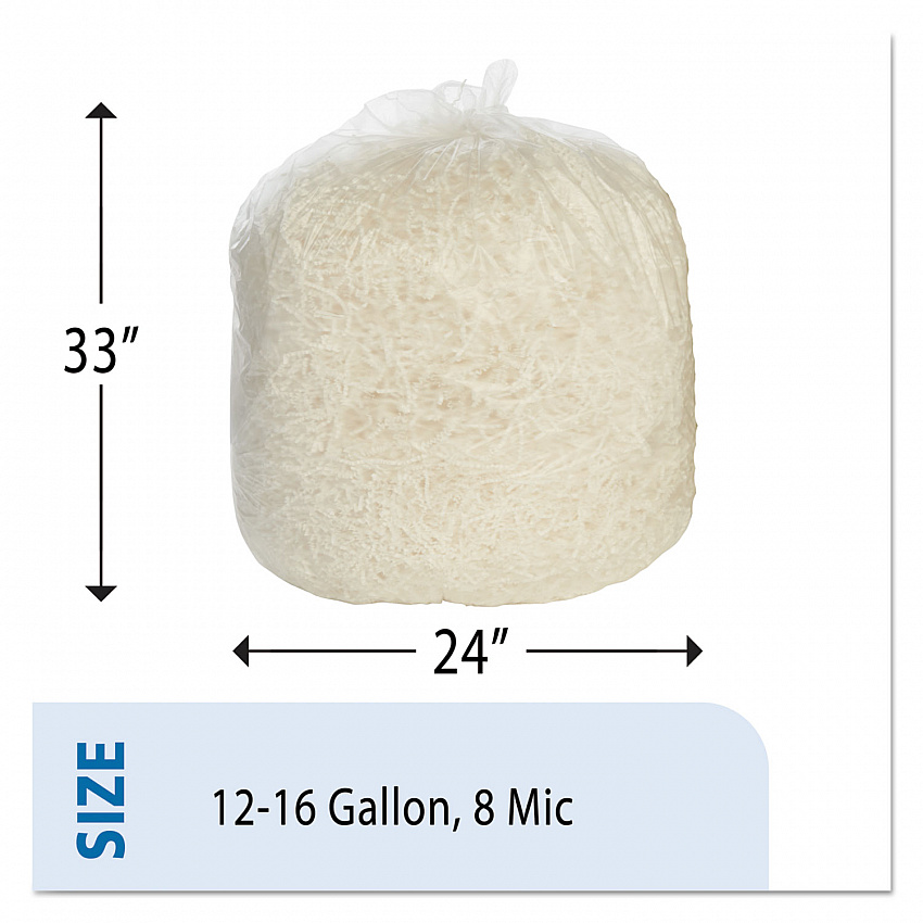 8105015171365, SKILCRAFT Trash Can Liner - High-Density, 16 gal, 8 mic, 24" x 33", Natural, 1,000/Carton (5171365)