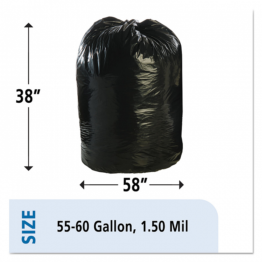 8105015173668, SKILCRAFT Recycled Content Trash Can Liners, 60 gal, 1.5 mil, 38" x 58", Black/Brown, 20/Box (5173668)