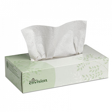 Envision White Facial Tissue, 2-Ply, White, 100 Sheets/Box, 30 Boxes/Carton (47410)