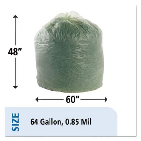 Stout by Envision EcoSafe-6400 Bags, 64 gal, 0.85 mil, 48" x 60", Green, 30/Box (E4860E85)