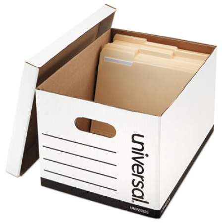 Universal Basic-Duty Economy Record Storage Boxes, Letter/Legal Files, 12" x 15" x 10", White, 10/Carton (25223)