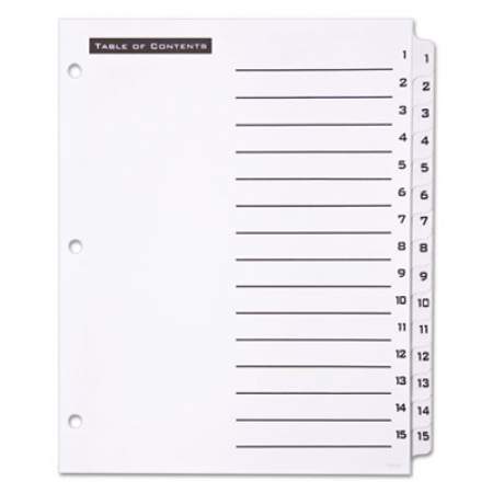 Office Essentials Table 'n Tabs Dividers, 15-Tab, 1 to 15, 11 x 8.5, White, 1 Set (11674)