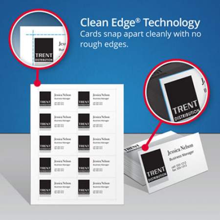 Avery Clean Edge Business Cards, Laser, 2 x 3.5, White, 1,000 Cards, 10 Cards/Sheet, 100 Sheets/Box (5874)