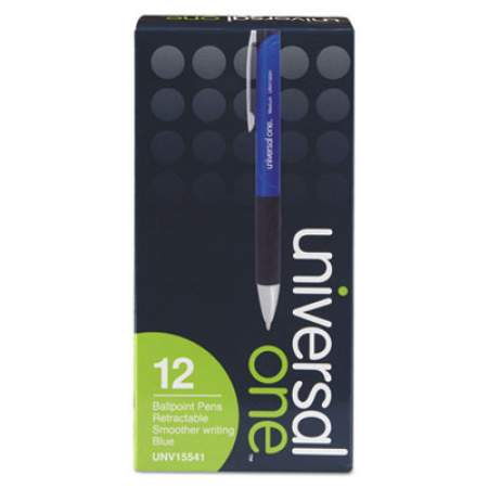 Universal Comfort Grip Ballpoint Pen, Retractable, Medium 1 mm, Blue Ink, Blue Barrel, Dozen (15541)