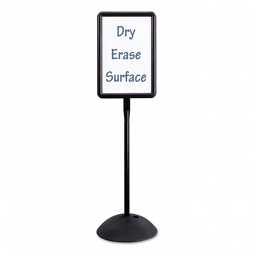 WriteWay Two-Sided Dry Erase Standing Message Sign, White 14.25" x 22.5" Rectangle Surface, Black Frame, 14.25" x 22.5" x 65" (4117BL)