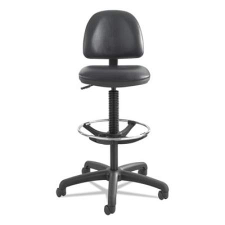 Safco Precision Extended-Height Swivel Stool, Adjustable Footring, Supports 250 lb, 23" to 33" Seat Height, Black Vinyl, Black Base (3406BL)