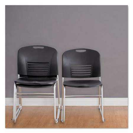 Safco Vy Series Stack Chairs, Supports Up to 350 lb, Black Seat/Back, Silver Base, 2/Carton (4292BL)