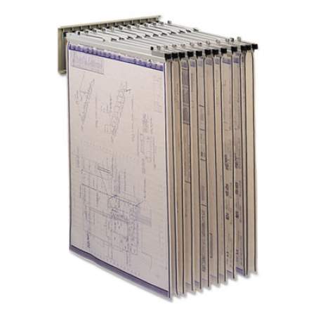 Safco Sheet File Pivot Wall Rack, 12 Hanging Clamps, 24w x 14.75d x 9.75h, Sand (5016)