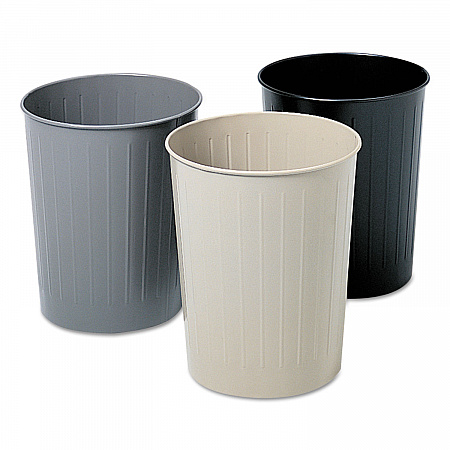Round Wastebaskets, 23.5 qt, Steel, Black (9604BL)