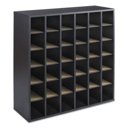 Safco Wood Mail Sorter with Adjustable Dividers, Stackable, 36 Compartments, Black (7766BL)