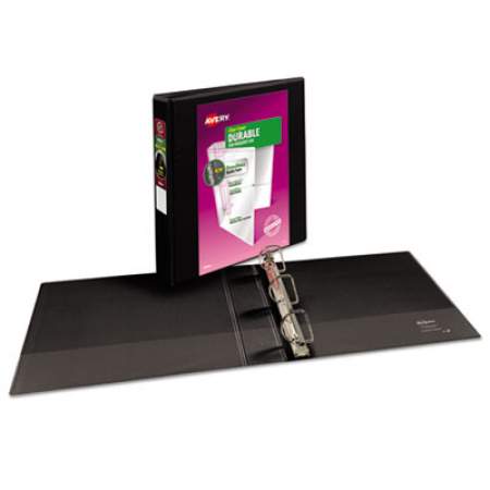 Avery Durable View Binder with DuraHinge and Slant Rings, 3 Rings, 1.5" Capacity, 11 x 8.5, Black (17021)