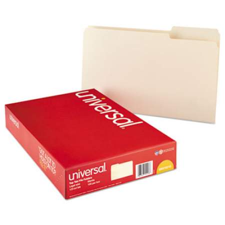 Universal Top Tab Manila File Folders, 1/3-Cut Tabs, Assorted Positions, Legal Size, 11 pt. Manila, 100/Box (15113)