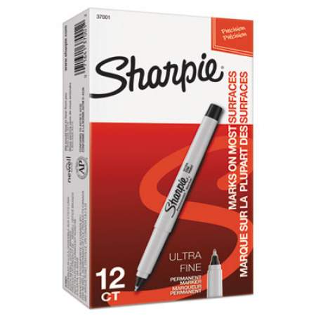 Sharpie Ultra Fine Tip Permanent Marker, Extra-Fine Needle Tip, Black, Dozen (37001)