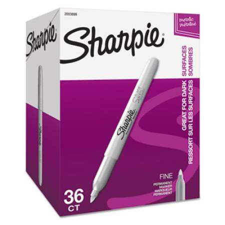 Sharpie Metallic Fine Point Permanent Marker Value Pack, Fine Bullet Tip, Metallic Silver, 36/Pack (2003899)