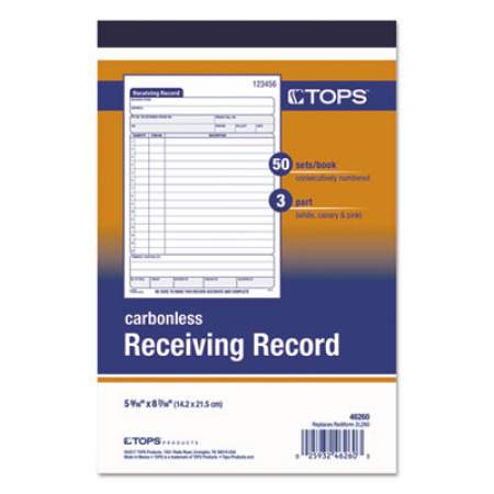 TOPS Receiving Record Book, Three-Part Carbonless, 5.56 x 7.94, 50 Forms (46260)