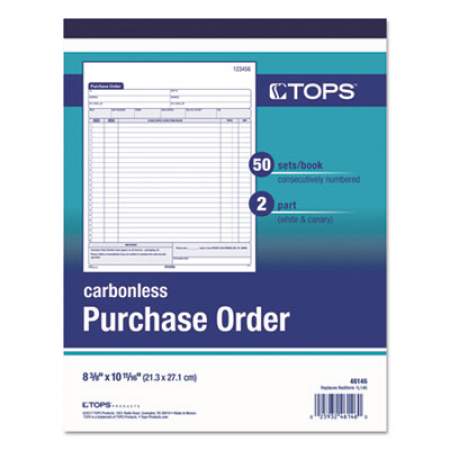 TOPS Purchase Order Book, Two-Part Carbonless,  8.38 x 10.19, 1/Page, 50 Forms (46146)