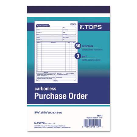 TOPS Purchase Order Book, Three-Part Carbonless, 5.56 x 8.44, 1/Page, 50 Forms (46141)