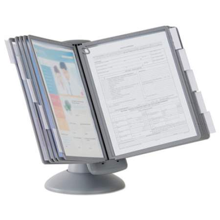 Durable SHERPA Motion Desk Reference System, 10 Panels, Gray Borders (553937)