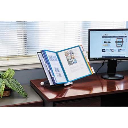 Durable SHERPA Desk Reference System, 10 Panels, 10 x 5 5/8 x 13 7/8, Assorted Borders (554200)