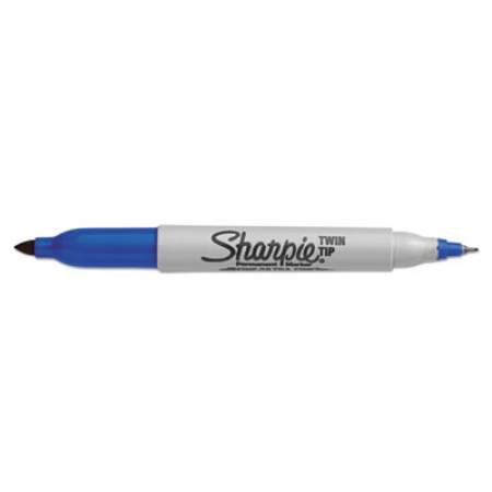 Sharpie Twin-Tip Permanent Marker, Extra-Fine/Fine Bullet Tips, Blue, Dozen (32003)
