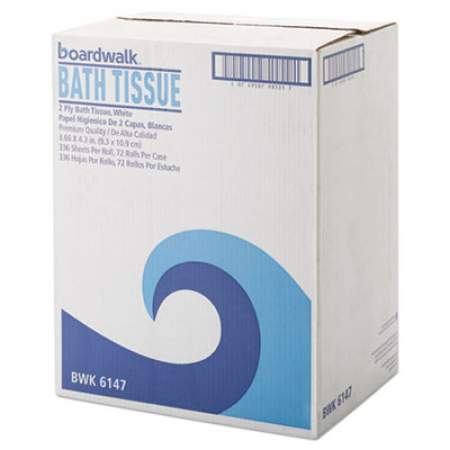 Boardwalk Office Packs Toilet Tissue, Septic Safe, 2-Ply, White, 4 x 4, 300 Sheets/Roll, 72 Rolls/Carton (6147)