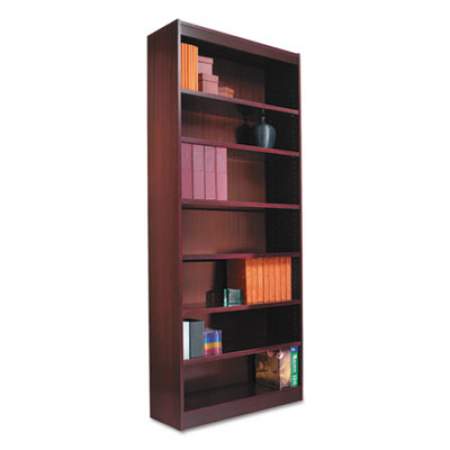 Alera Square Corner Wood Veneer Bookcase, Six-Shelf, 35.63"w x 11.81"d x 71.73"h, Mahogany (BCS67236MY)