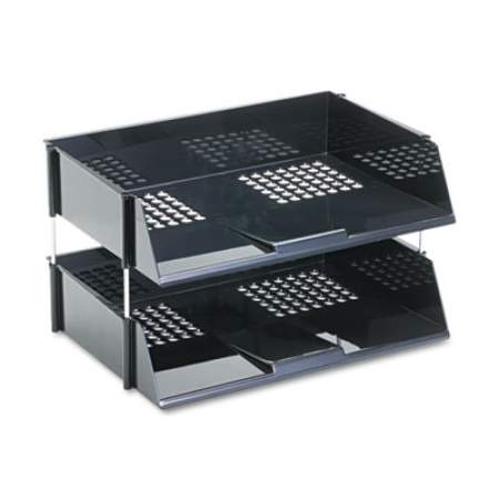 deflecto Industrial Tray Side-Load Stacking Tray Set, 2 Sections, Letter to Legal Size Files, 16.38" x 11.13" x 3.5", Black, 2/Pack (582704)