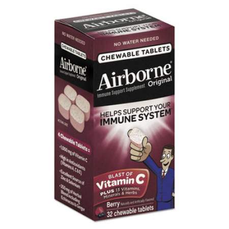 Airborne Immune Support Chewable Tablet, Berry, 32 Count (20221)