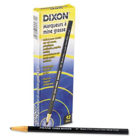 Dixon China Marker, Black, Thin Lead, Dozen (00081)