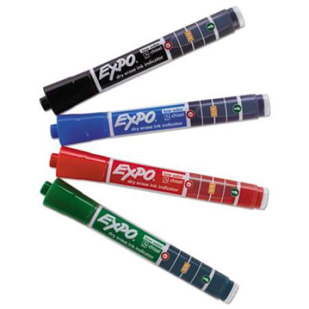 EXPO Ink Indicator Dry Erase Marker, Broad Chisel Tip, Assorted Colors, 4/Set (1946766)