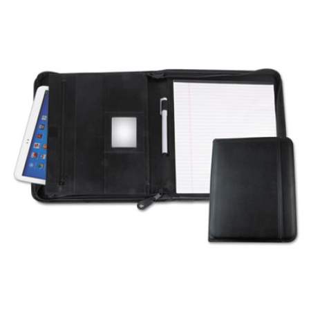 Universal Leather Textured Zippered PadFolio with Tablet Pocket, 10 3/4 x 13 1/8, Black (32665)