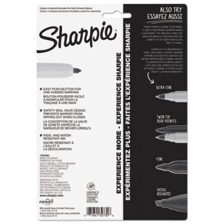 Sharpie Retractable Permanent Marker, Fine Bullet Tip, Assorted Colors, 8/Set (32730PP)