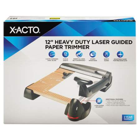 X-ACTO 12-Sheet Laser Guillotine Trimmer, 2" Cut Length, Wood Base, 12 x 12 (26642LMR)